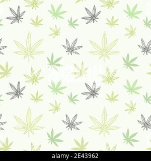 Nahtlose Struktur von Cannabis. Marihuana-Themenvektor-Muster. Stock Vektor