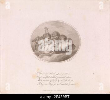 Francesco Bartolozzi RA, 1728â € "1815, Italienisch, aktiv in Großbritannien (1764â € "99), Vignette: Vier Putti, zwei Hände halten, undated. Gravur. Stockfoto