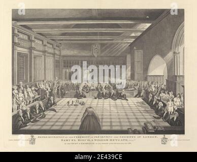 James Stow, ca. 1770â € "nach 1820, britische, Darstellung der Zeremonie der Übergabe der Sheriffs von London, 1813. Gravur. Stockfoto