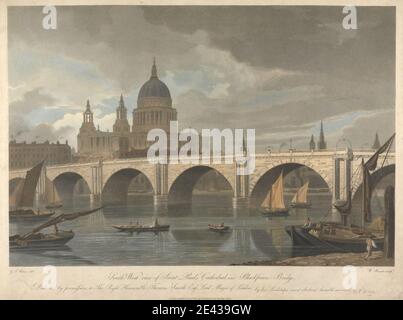 William James Bennett, 1787â € "1844, British, South West Blick auf St. Paul's Cathedral und Blackfriars Bridge, 1810. Aquatinta, handfarbig. Stockfoto