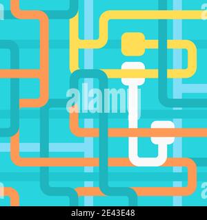 Geometrische Rohr Labyrinth Hintergrund. Vektor-Verbindungen oder Transport-Netzwerk Mode-Design-Textur. Stock Vektor