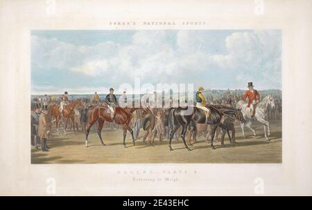John Harris, 1811â € "1865, British, Fores's National Sports: Racing - Rückkehr zu wiegen, 1866. Aquatinta, handfarbig. Stockfoto