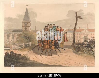 Robert Havell, 1769â € "1832, Briten, Coaching [ein Paar]: 1. Stage Coach Wird Ausgeschaltet, 1816. Aquatinta, handfarbig. Stockfoto