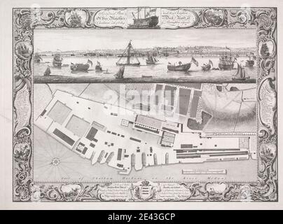 Druck von Pierre Charles Canot, ca. 1710â € "1777, Französisch, aktiv in Großbritannien, Geometrische Plan seiner Majestät Dockyard, in Chatham, 1755. Strichgravur auf mittelschwerem, mäßig strukturiertem, cremefarbenen Papier. Stockfoto