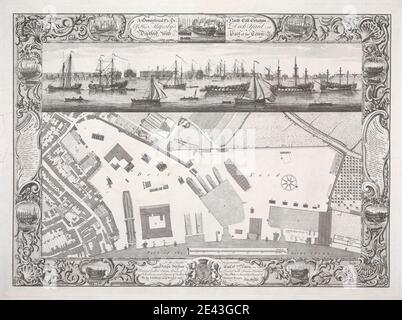 Druck von Pierre Charles Canot, ca. 1710â € "1777, Französisch, aktiv in Großbritannien, Geometrische Plan seiner Majestät Dockyard, Deptford, 1755. Strichgravur auf mittelschwerem, mäßig strukturiertem, cremefarbenen Papier. Stockfoto