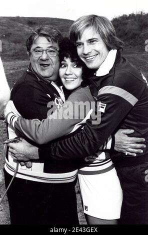 Dirk Benedict mit Buddy Hackett und Joyce Dewitt Credit: Ralph Dominguez/MediaPunch Stockfoto