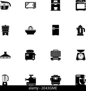 Küchensymbol - auf beliebige Größe erweitern - auf beliebige Farbe ändern. Perfect Flat Vector enthält solche Symbole wie Toaster, Mikrowelle, Grillherd, Mixer, Co Stock Vektor