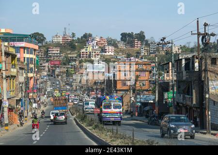 Stadtbild und überfüllten Straßen der Stadt Kathmandu Nepal Asien Stockfoto