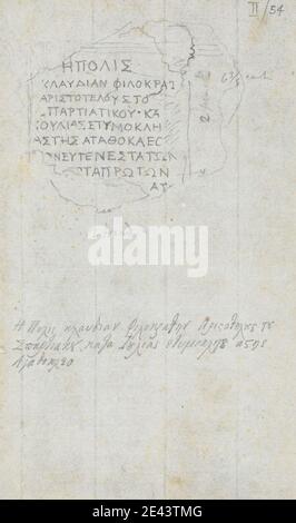 Sir Robert Smirke der Jüngere, 1781â € "1867, britische, Alte Inschriften in griechischem Alphabet, 1802-1804. Graphit auf mittlerem, mäßig strukturiertem, blauweißem, gedeckten Papier. Stockfoto