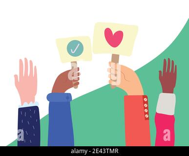 Gruppe von Händen Freundschaft heben Banner und Karte gezeichnet Stil vektorgrafik Design Stock Vektor