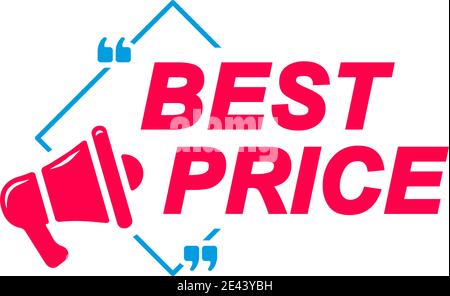 Best Price-Etiketten. Sprechblasen mit Megaphon-Symbol. Werbe- und Marketing-Aufkleber. Stock Vektor