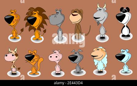 Niedliche bunte Tiere Design Kunst Vektor Stock Vektor