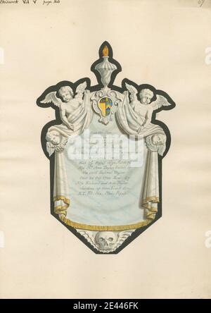 Zugeschrieben Daniel Lysons, 1762â € "1834, British, Memorial to Richard Taylor und Mrs. Ann Taylor und ihre Kinder Richard und Anne von Chiswick Kirche, zwischen 1796 und 1811. Stift und schwarze Tinte, Aquarell und Gouache über Graphit auf Medium, leicht strukturiert, Creme Wove Papier. Architektonisches Thema, Kirche, Denkmal. Chiswick , England , Greater London , London , St. Nicholas Church , Vereinigtes Königreich Stockfoto