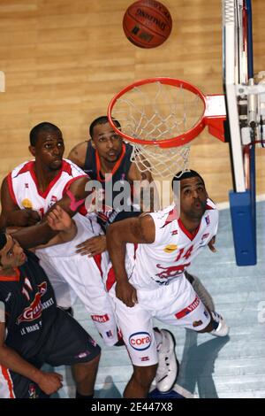 Ricardo Greer von Nancy während des französischen Basketballspiels Pro A, SLUC Nancy gegen MSB Le Mans am 24. April 2009 in der Jean Weille Hall in Nancy, Frankreich. Foto von Mathieu Cugnot/ABACAPRESS.COM Stockfoto