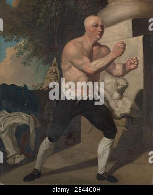 John Hamilton Mortimer, 1740â € "1779, Briten, Jack Broughton, der Boxer, ca. 1767. Öl auf Leinwand. Boxer, Boxen, Schnallen, Spalte (architektonisches Element), Kampf, Genre Thema, Mann, Marmor, Porträt, Reliefskulptur, Strümpfe. Broughton, John (c.1703â € "1789), pugilist Stockfoto