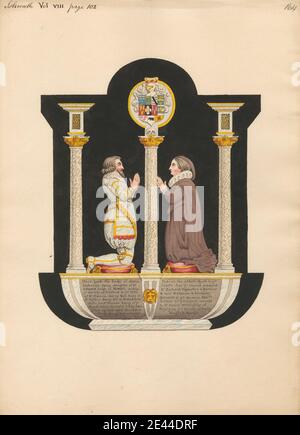 Zugeschrieben Daniel Lysons, 1762â € "1834, britische, Grab der Dame Katherine Darcy von Isleworth Kirche, zwischen 1796 und 1811. Stift und schwarze Tinte, Aquarell und Gouache über Graphit auf Medium, leicht strukturiert, Creme Wove Papier. Architektonische Thema, Kirche, Denkmal, Grab. All Saints Church , England , Greater London , Isleworth , London , Vereinigtes Königreich Stockfoto