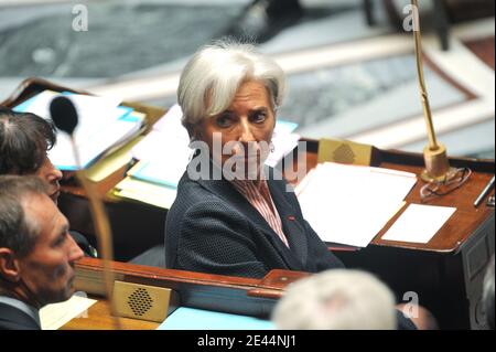 Die französische Wirtschaftsministerin Christine Lagarde nimmt am 12. Mai 2009 an der wöchentlichen Sitzung der Nationalversammlung in Paris Teil. Foto von Mousse/ABACAPRESS.COM Stockfoto