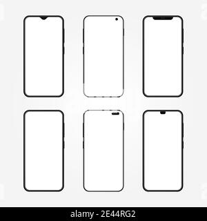 Set von Smartphones, Form eines modernen Mobiltelefons Stock Vektor