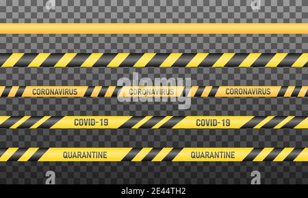 Warnband für Quarantänezone. Globale Sperre. Warnbänder. Coronavirus covid-19 2019-nCoV. Warnung oder stoppen Corona Virus Konzept. Vektordarstellung Stock Vektor
