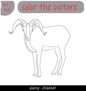 Malbuch für Kinder Bauernhof Tier, Bergziege Stock Vektor
