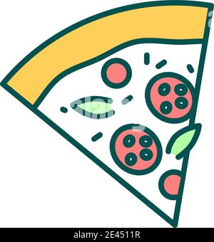 Pepperoni Pizza Slice RGB-Farbsymbol Stock Vektor