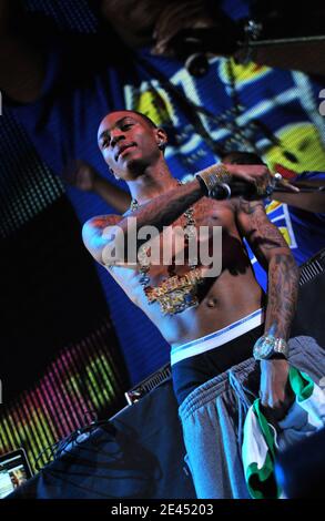 Rapper Soulja Boy tritt am 16. Mai 2009 während der Zootopia 2009 im Izod Center in East Rutherford, New Jersey, USA, auf der Bühne auf. Foto von Gregorio Binuya/ABACAPRESS.COM Stockfoto