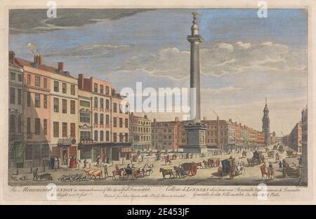 Thomas Bowles, ca. 1712â € "starb 1753, British, The Monument of London in Erinnerung an das schreckliche Feuer in 1666, 1752. Handkolorierte Gravur. Stockfoto