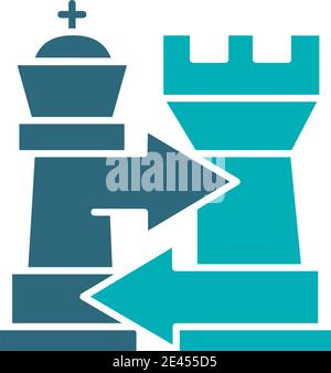 Rook und King Schachbörse, mit einer farbigen Ikone. Brettspiel, Tischunterhaltung Symbol Stock Vektor