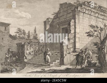Druck gemacht von Francesco Bartolozzi RA, 1728â € “1815, Italienisch, aktiv in Großbritannien (1764â € “99), eine andere Ansicht des Tempels von Aesculapius, 1764. Radierung und Liniengravur auf mäßig dickem, leicht strukturiertem, cremefarbenen Papier. Stockfoto