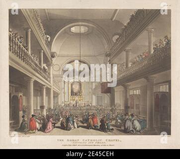 John Bluck, aktiv 1791â € "1831, britische, die römisch-katholische Kapelle, Lincoln's Inn Fields, 1808. Aquatinta, handfarbig. Stockfoto