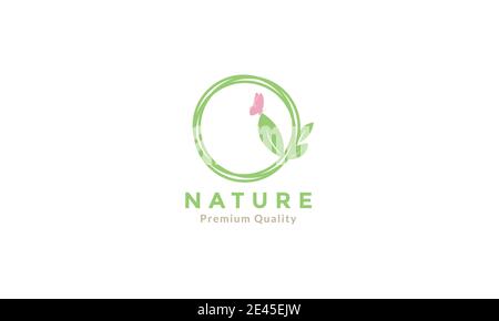 Schmetterling mit Kreis Blatt Logo Symbol Symbol Vektor Grafik-Design Stock Vektor