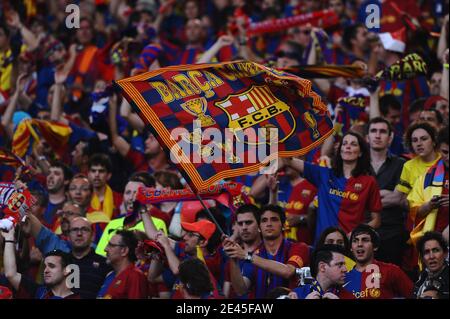 Die Fans Barcelonas beim UEFA Champion League Finale am 27. Mai 2009 im Stadio Olimpico in Rom, Italien, FC Barcelona gegen Manchester United. Barcelona Gewann 2:0. Foto von Steeve McMay/ABACAPRESS.COM Stockfoto