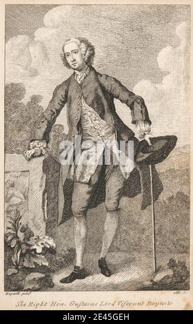 Druck von A. M. Ireland, aktiv vor 1801, der rechte Hon. Gustavus Lord Viscount Boyne &c, vor 1800. Radierung und Stippstich auf mittelschwerem, leicht strukturiertem, cremefarbenen Papier. Stockfoto