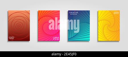 Minimales Design der Abdeckungen. Farbenfrohes Linienmuster. Zukünftige geometrische Muster Stock Vektor