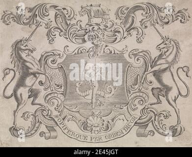 Unbekannter Künstler, 18. Jahrhundert, Wappen mit dem Motto 'Opiferque per orbem dicor', ca. 1770. Stockfoto