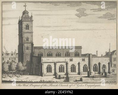 Benjamin Cole, 1697â € "1783, britische, die West Prospect der Pfarrkirche St. Giles, Cripplegate, undated. Gravur. Stockfoto