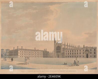 Thomas Malton der Jüngere, 1748â € "1804, Briten, Kings College, die Kapelle und Clare Hall in der University of Cambridge. Farbiges Aquatinta. Cambridge University , Cambridgeshire , England Stockfoto