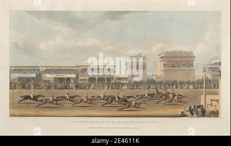 James Pollard, 1792â € "1867, Briten, Ascot Heath Race for His Majesty's Gold Plate, 1826. Aquatinta, handfarbig. Stockfoto