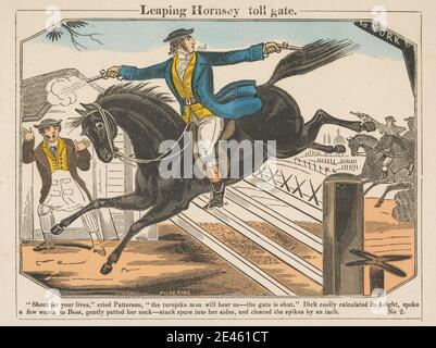 George Pickering, c.1794â € "1857, britische, Leaping Hornsey Tollgate, undated. Handkolorierter Holzschnitt. Stockfoto