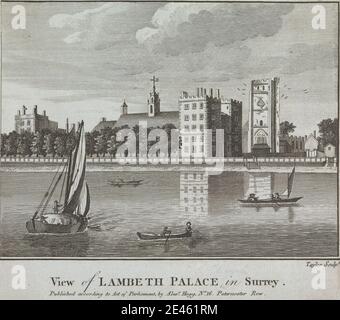 Taylor, aktiv 1790, Blick auf Lambeth Palace in Surrey. Gravur. Stockfoto