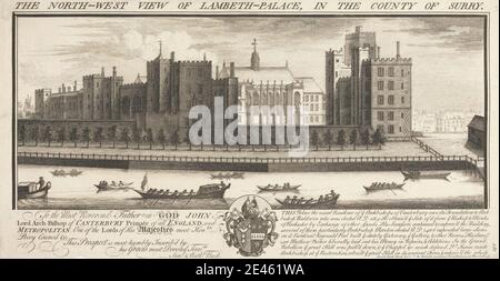 Nathaniel Buck, aktiv 1727â € "1753, die Nord-West-Ansicht von Lambeth-Palace in der Grafschaft Surrey, 1737. Gravur. Stockfoto