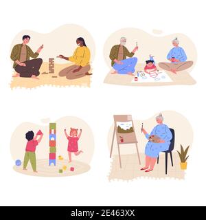Satz von Familienhausaktivitäten. Stock Vektor