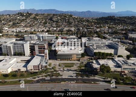 Allgemeine Luftaufnahme des East Los Angeles College, Sonntag, 17. Januar 2021, in Monterey Park, Kalifornien. Die Schule ist Teil der California Communit Stockfoto