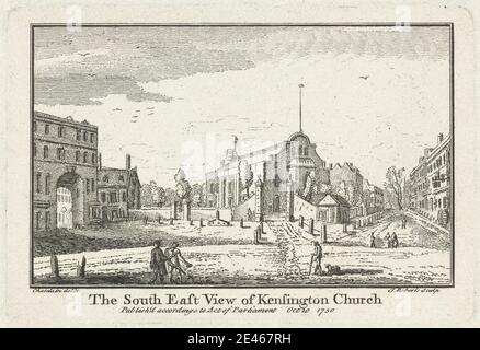 James Roberts the Elder, 1725â € "1799, britische, die South East View of Kensington Church, 1750. Gravur. Stockfoto