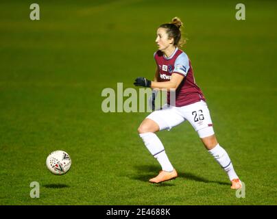 Dagenham, Großbritannien. Januar 2021. DAGENHAM, ENGLAND - JANUAR 21: Laura Vetterlein von West Ham United WFC während FA Women's Continental Tyres League Cup Quarter Finalspiel zwischen West Ham United Women und Durham Women im Chigwell Construction Stadium am 21. Januar 2021 in Dagenham, England Credit: Action Foto Sport/Alamy Live News Stockfoto