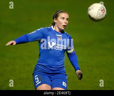 Dagenham, Großbritannien. Januar 2021. DAGENHAM, ENGLAND - JANUAR 21: Sarah Wilson von Durham W.F.C während FA Women's Continental Tires League Cup Quarter Final Match zwischen West Ham United Women und Durham Women im Chigwell Construction Stadium am 21. Januar 2021 in Dagenham, England Credit: Action Foto Sport/Alamy Live News Stockfoto