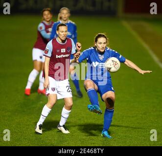 Dagenham, Großbritannien. Januar 2021. DAGENHAM, ENGLAND - JANUAR 21: Molly Sharpe von Durham W.F.C während FA Women's Continental Tires League Cup Quarter Finalspiel zwischen West Ham United Women und Durham Women im Chigwell Construction Stadium am 21. Januar 2021 in Dagenham, England Credit: Action Foto Sport/Alamy Live News Stockfoto