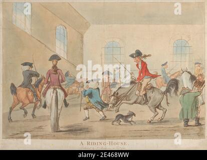 Druck von James Bretherton, ca. 1730â €"1806, British, A Riding-House, 1780. Handkolorierte Radierung. Stockfoto