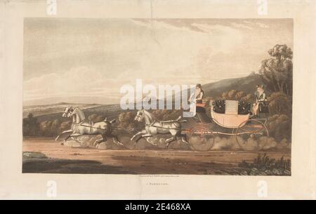 R. Hixon, aktiv 1813, Barouche, 1812. Aquatinta, von Hand gefärbt. Stockfoto