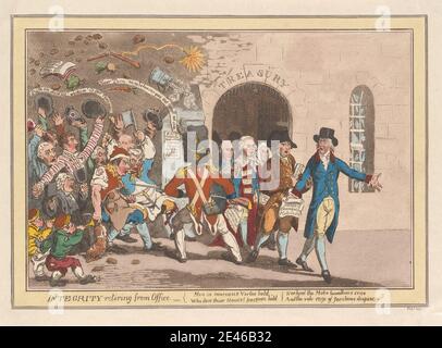 James Gillray, 1757â € "1815, britische, INTEGRITÄT Ruhestand aus Office, 1801. Radierung mit Handfärbung in Aquarell. Stockfoto